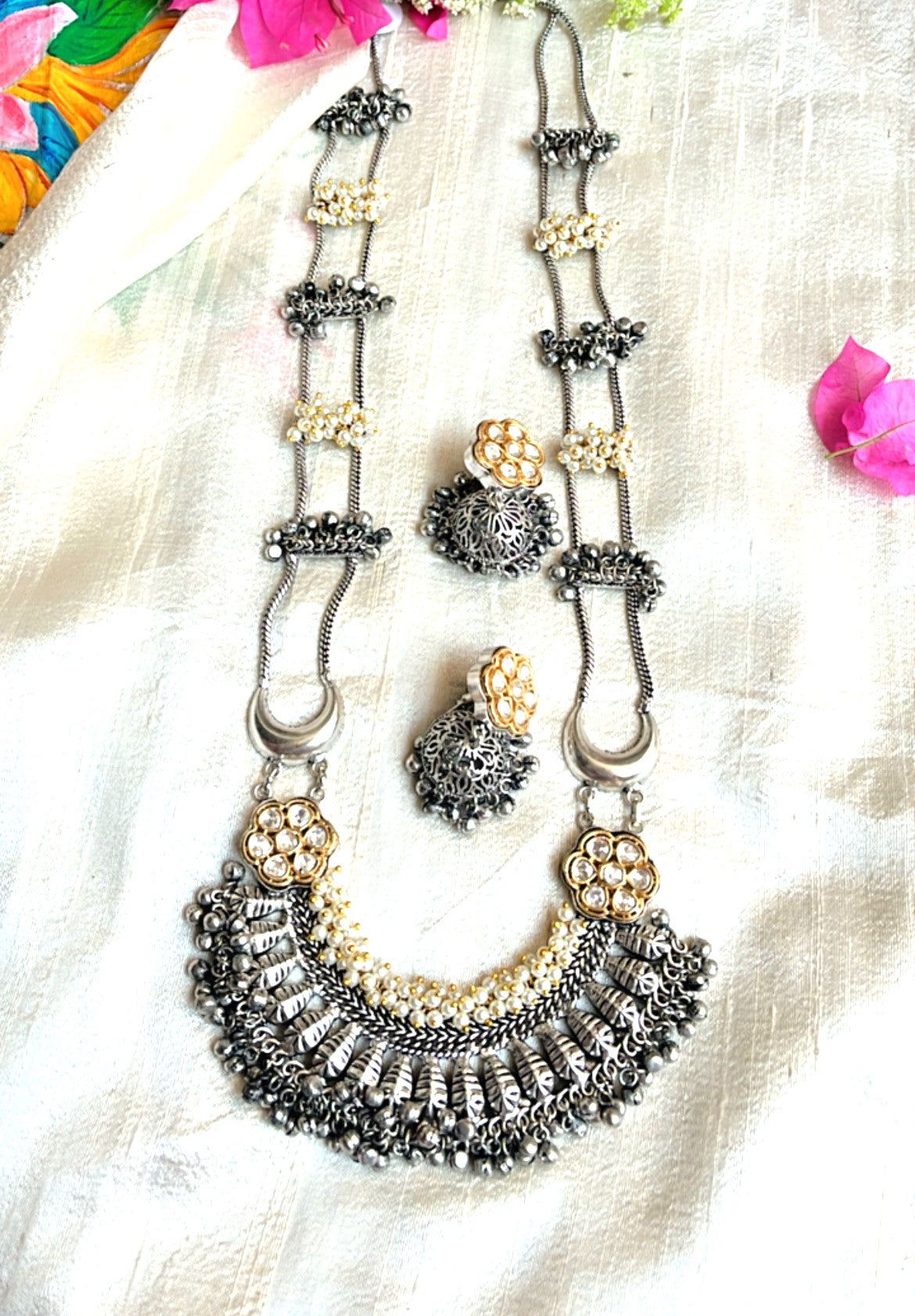 Ranisha Silver Neckpiece Set
