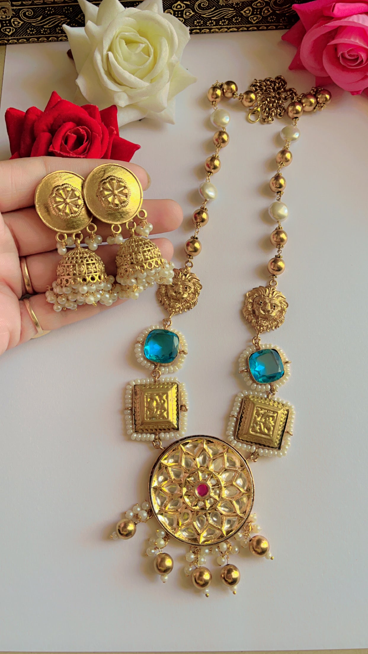 Blue Mehak Neckpiece Set