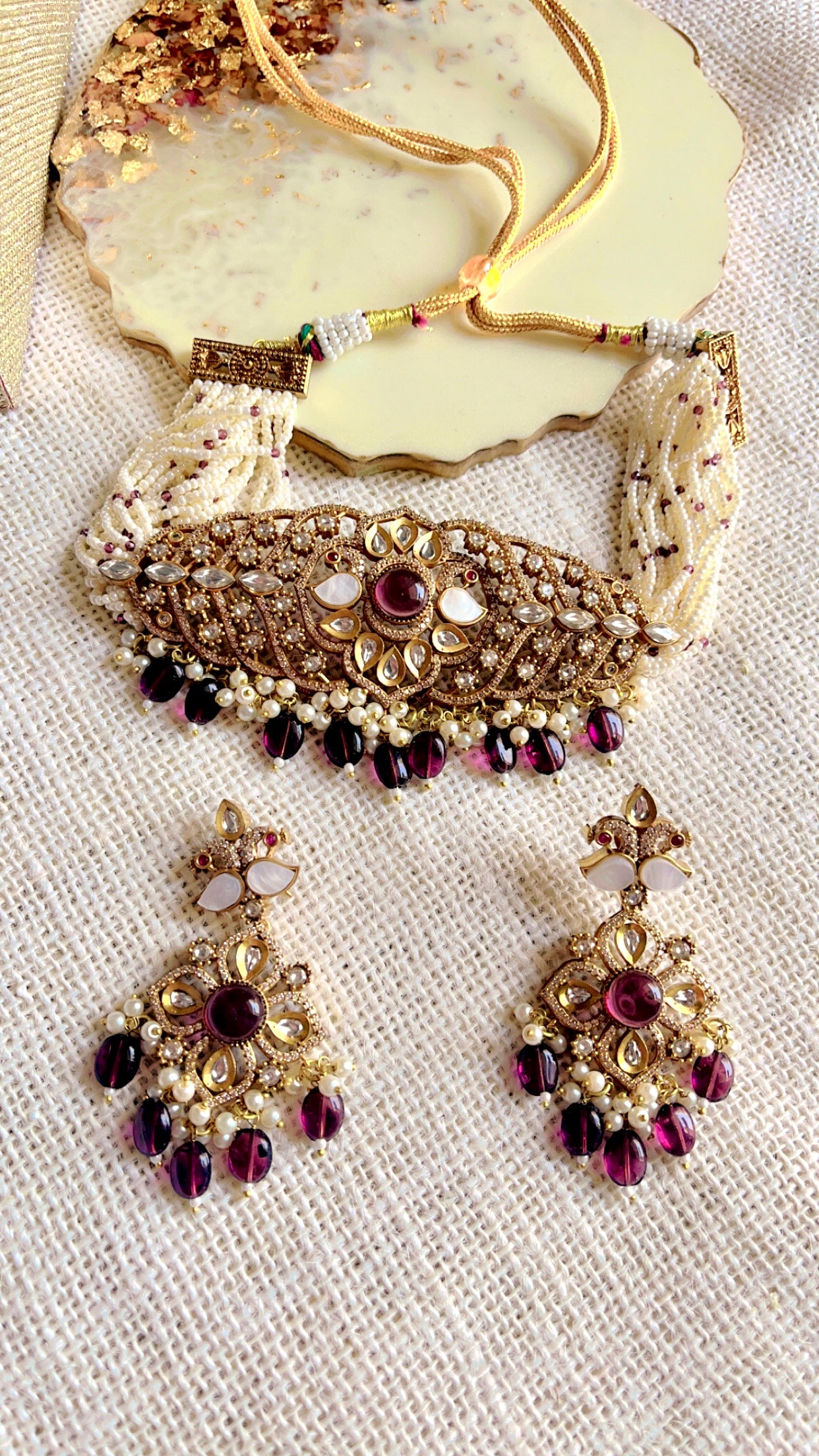 Purple Jeevika Neckpiece Set