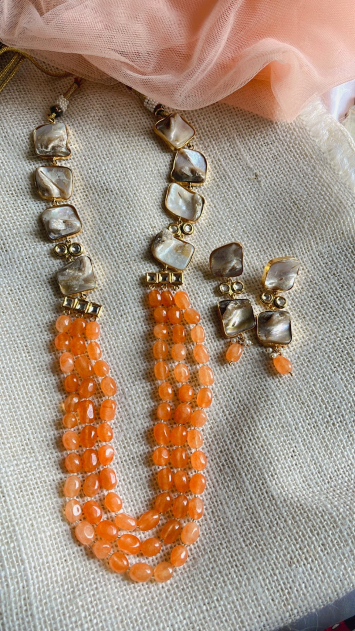 Orange Raddhika Neckpiece Set