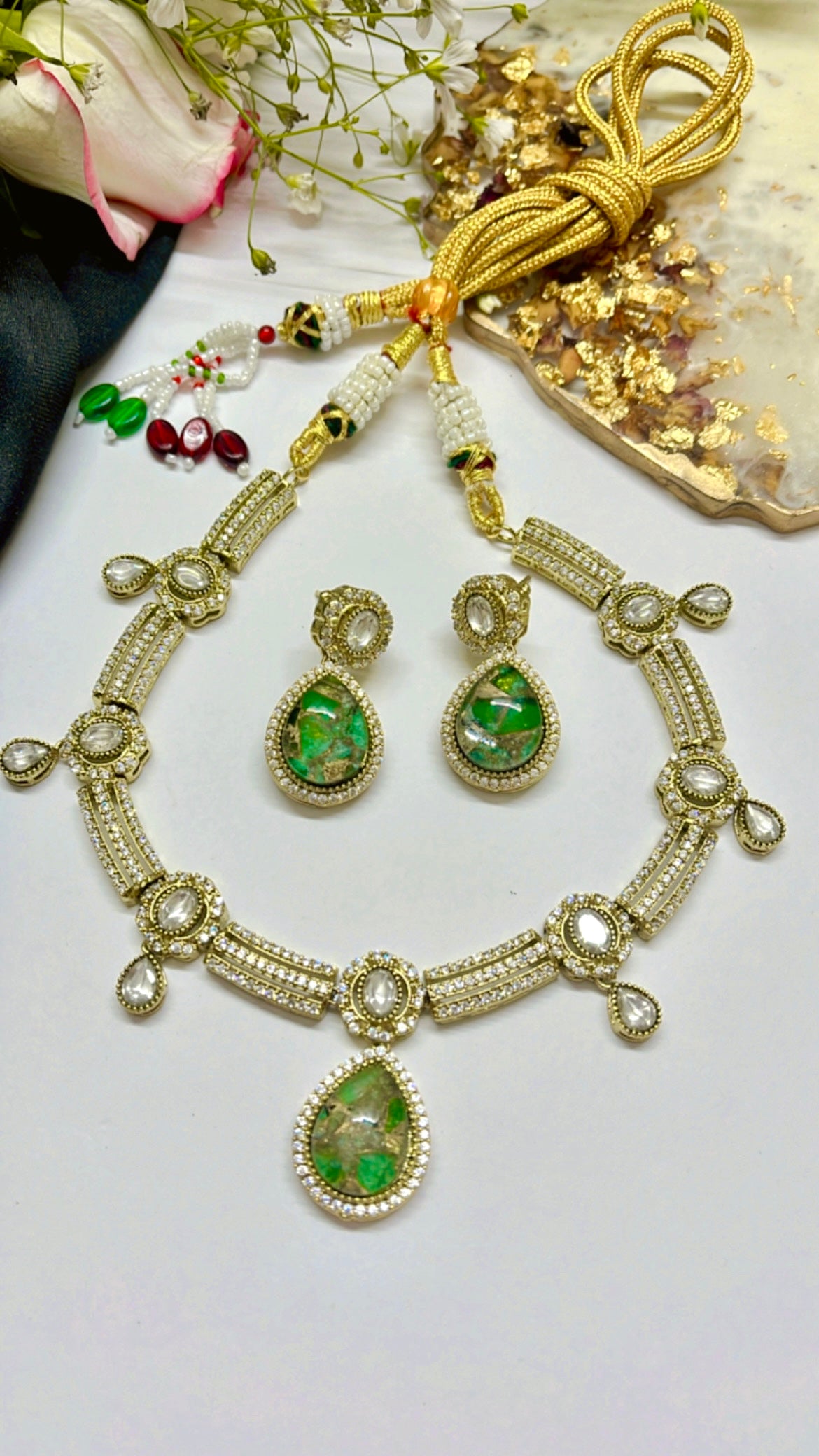 Green Geetika Necklace Set