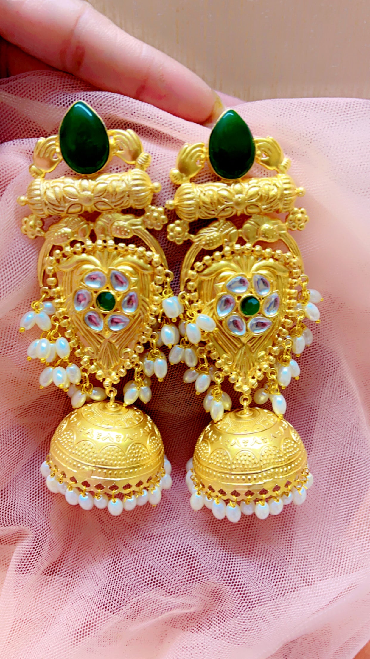 Green Apeksha Jhumka Earring