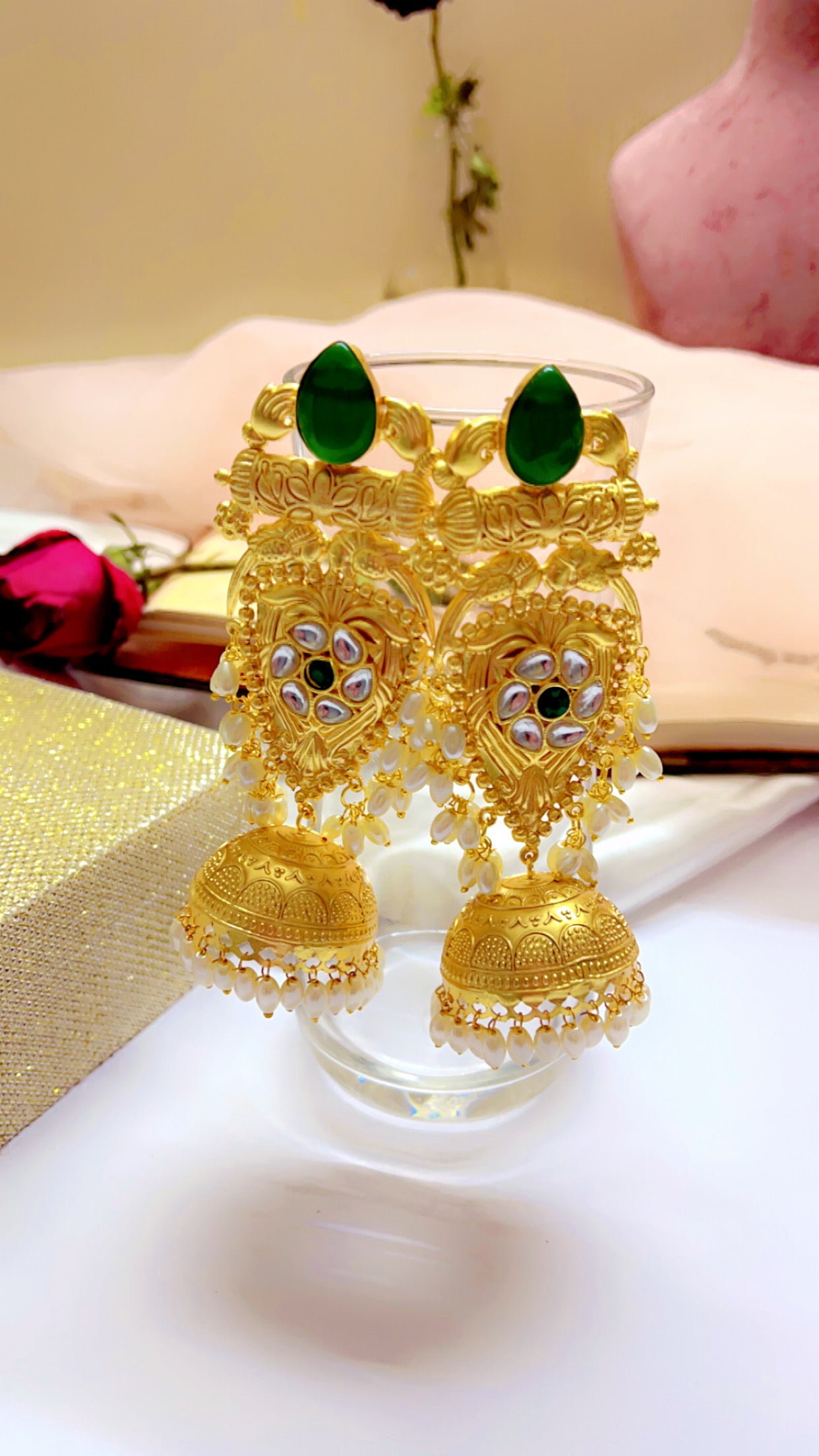 Green Apeksha Jhumka Earring