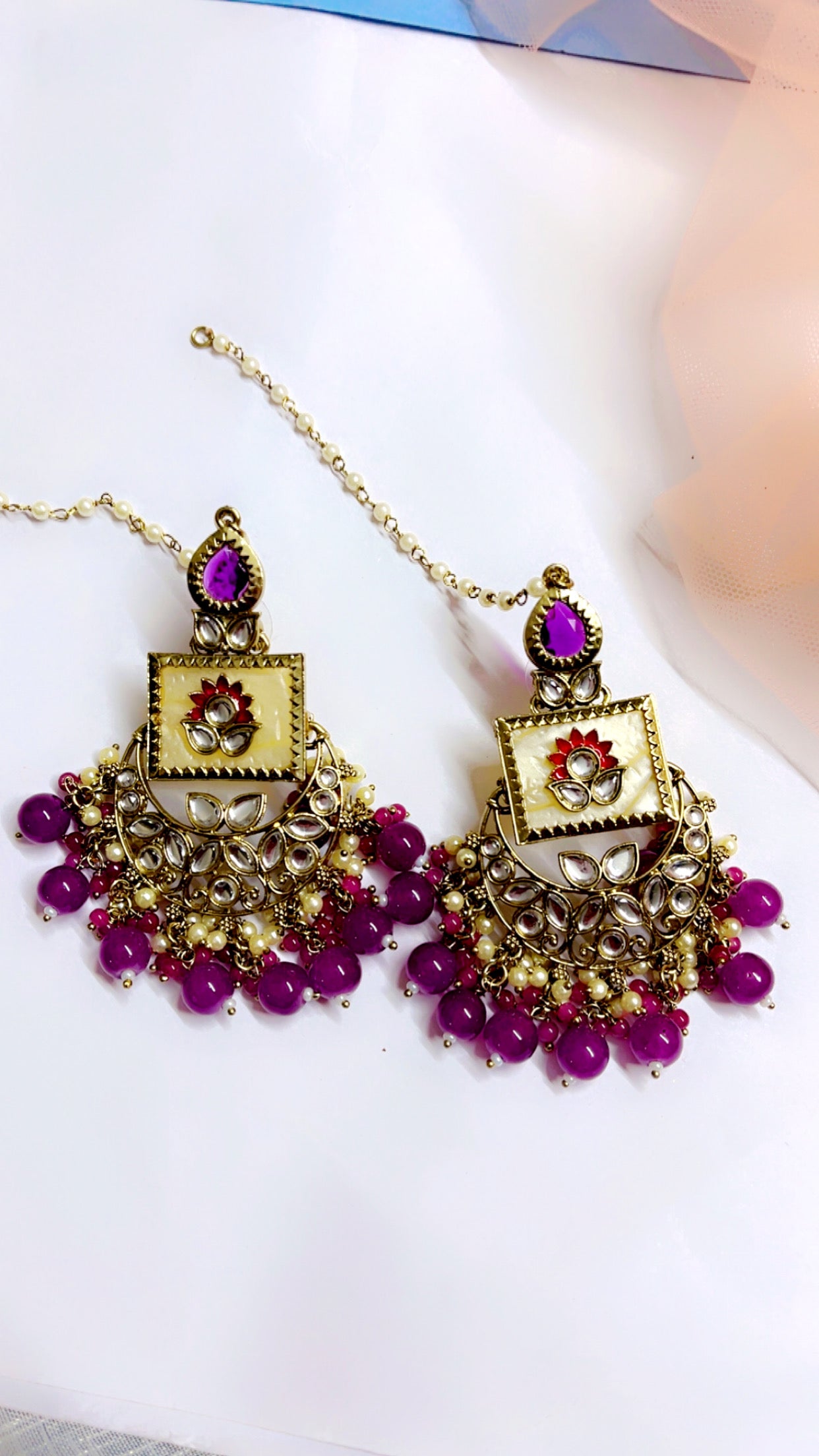 Purple Zoya Chandbali Earring