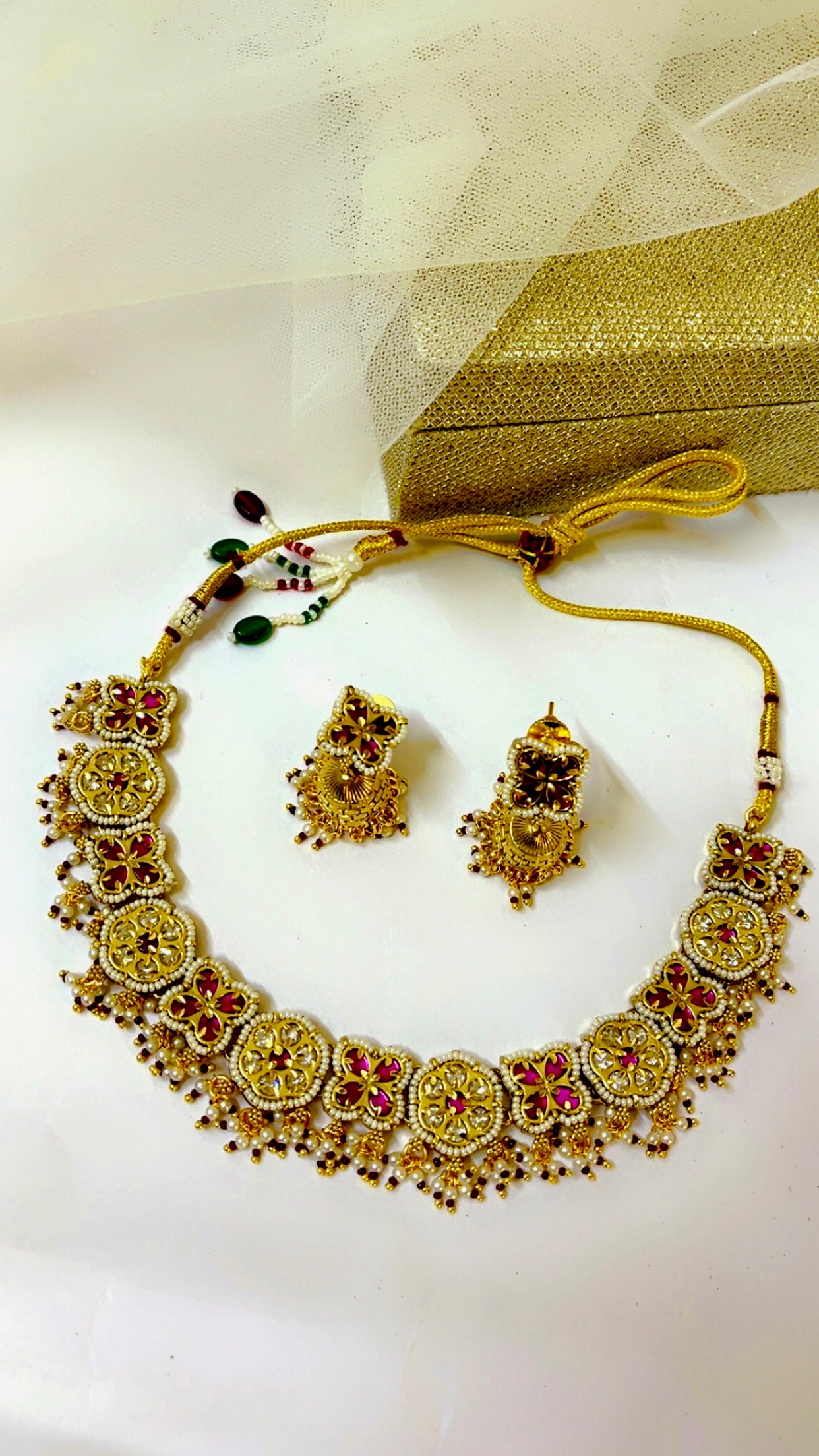 Pink Nakysa Neckpiece Set
