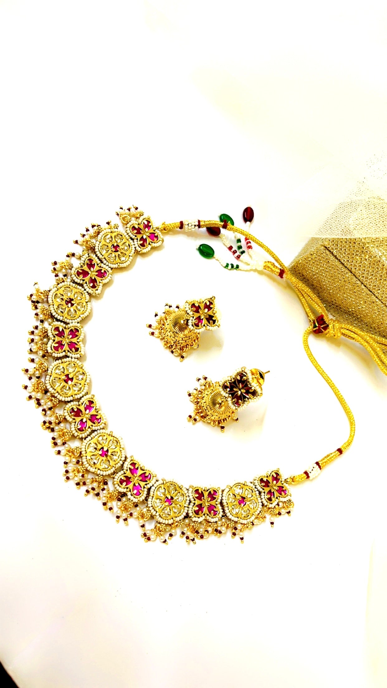 Pink Nakysa Neckpiece Set