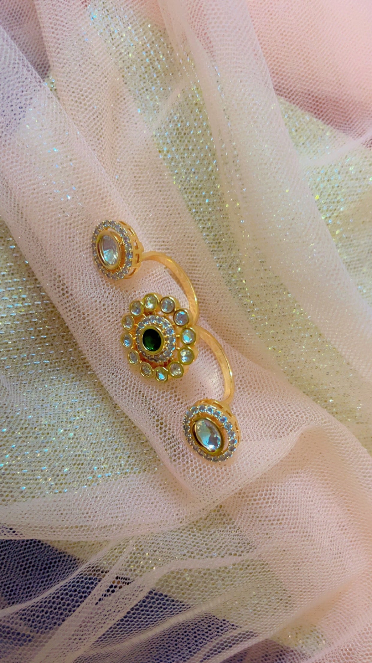 Green Tisha Polki Ring
