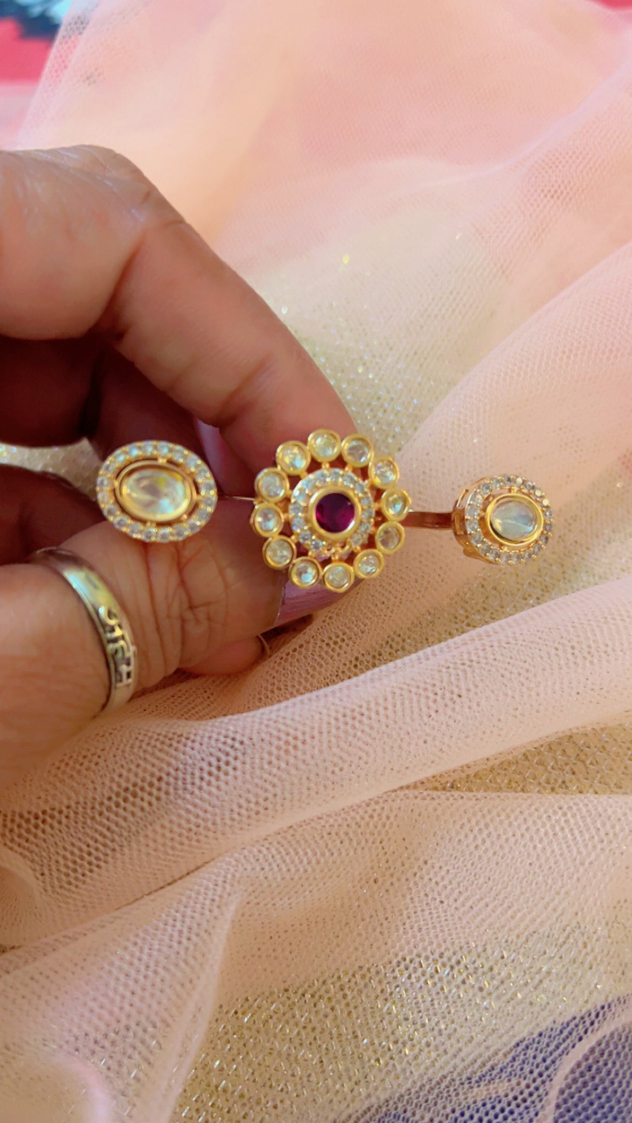 Red Tisha Polki Ring