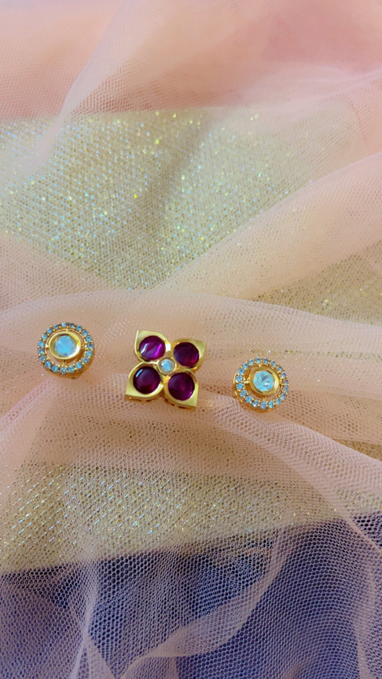 Pink Mansi Polki Ring