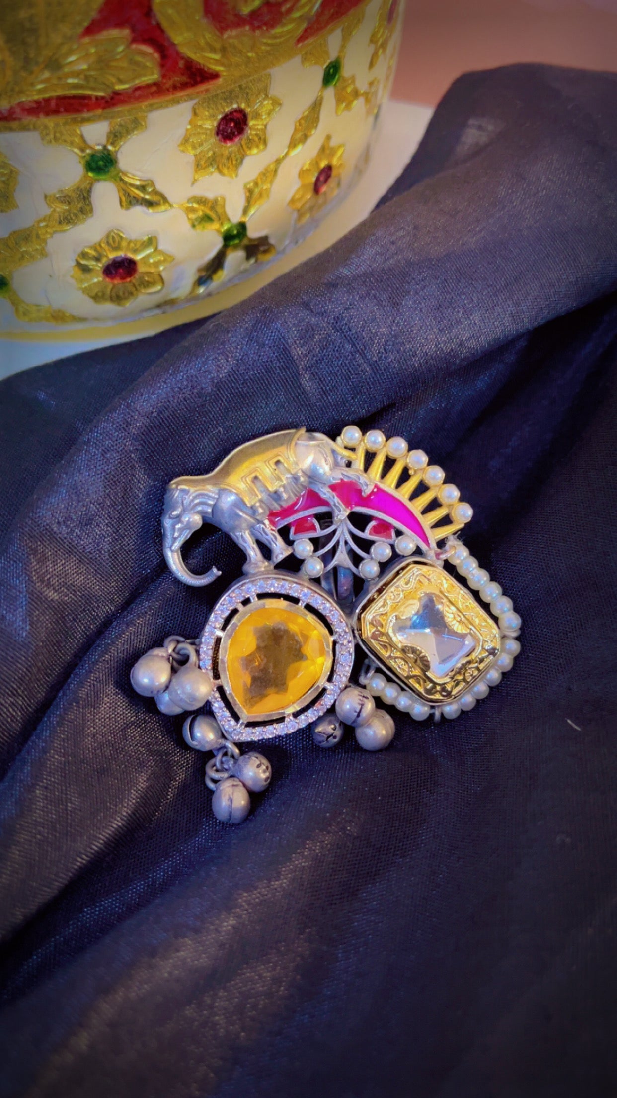 Yellow Stuti Silver Ring