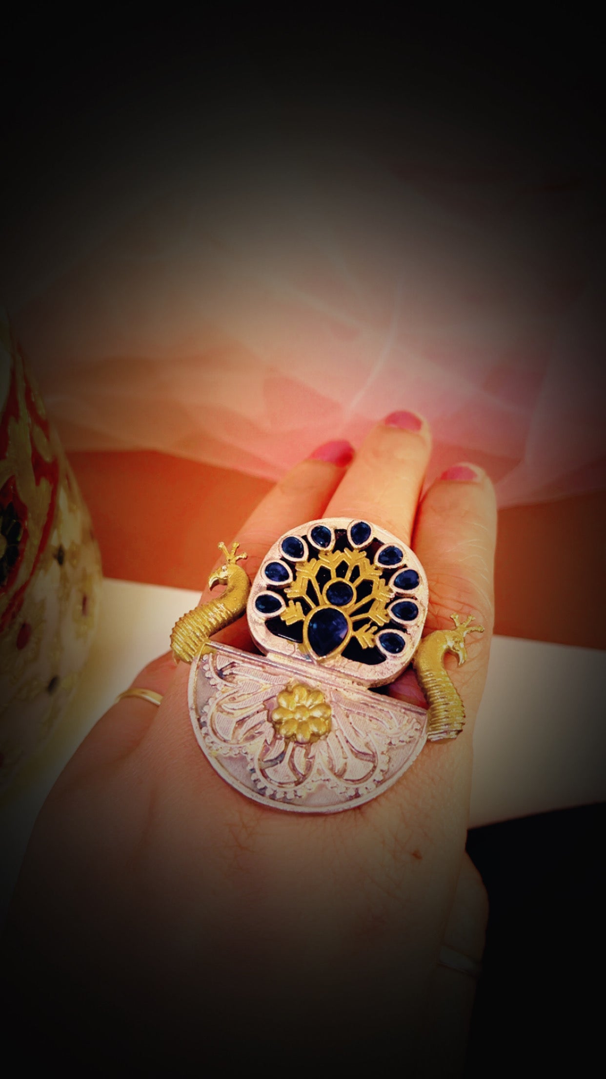 Blue Vidisha Silver Ring