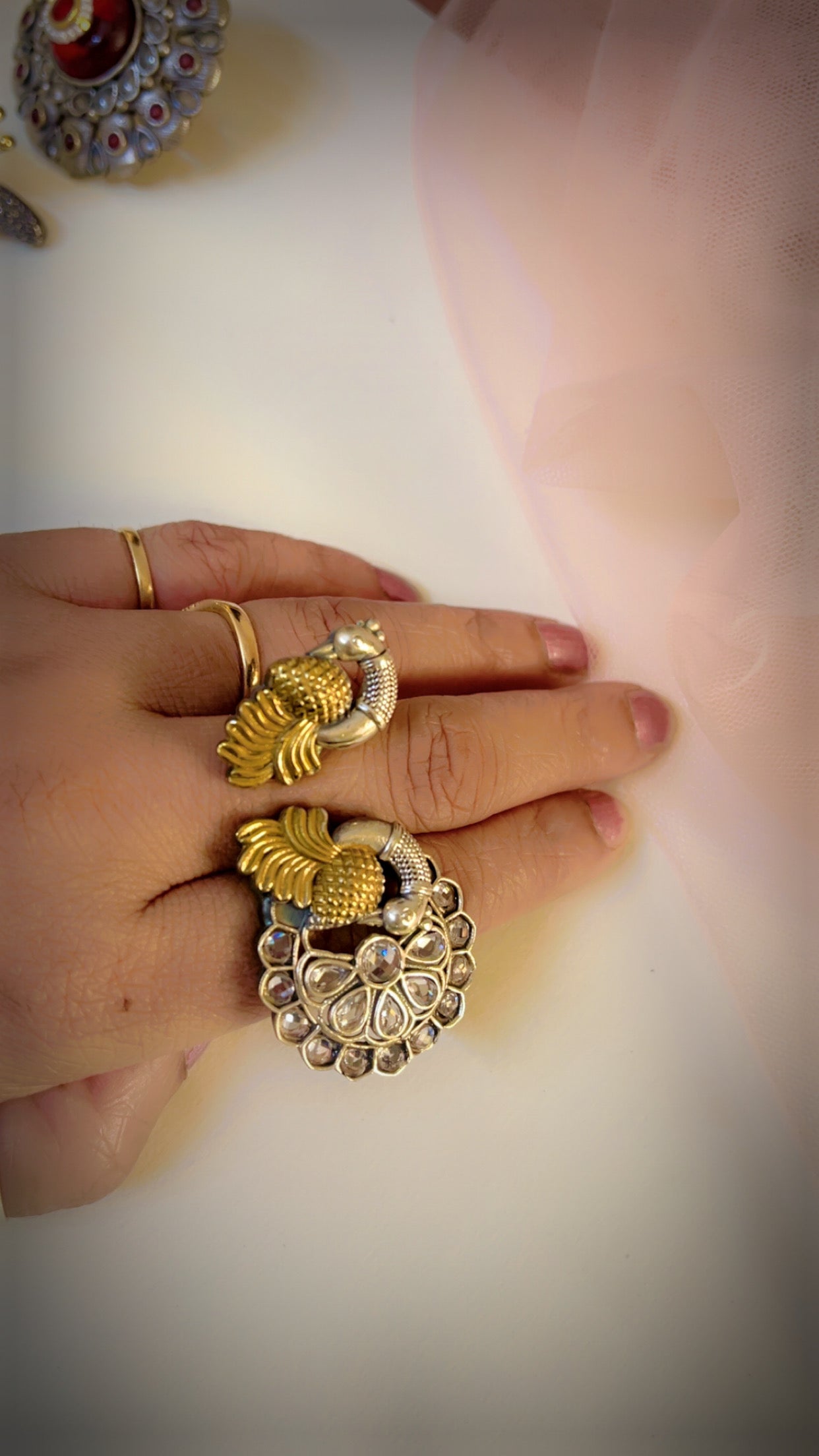 White Rashi Silver Ring