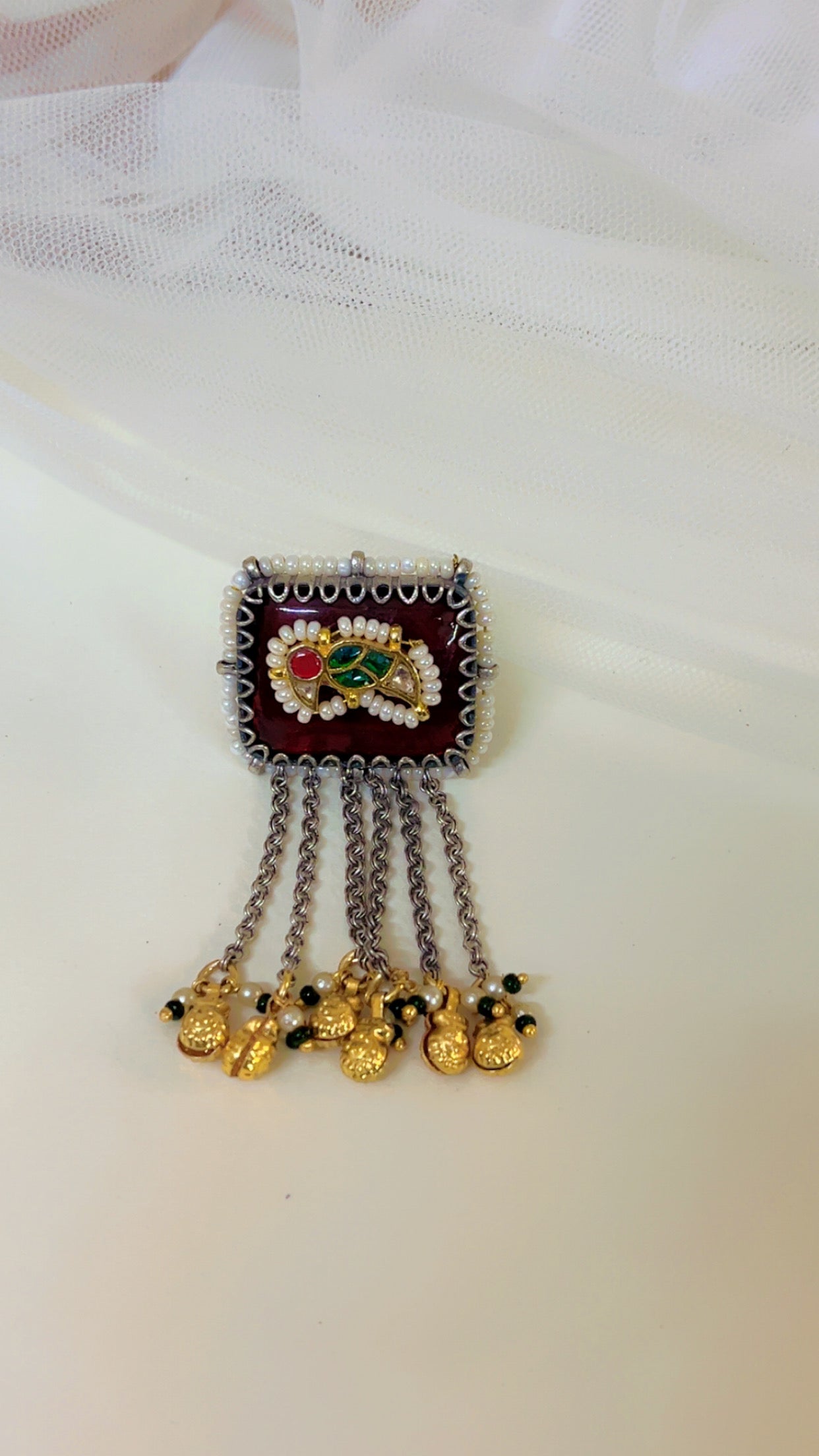 Red Vashika Silver Ring