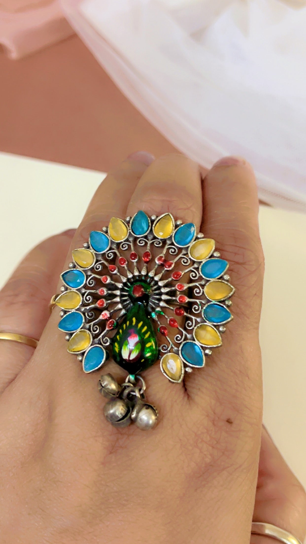 Blue Yadavi Silver Ring