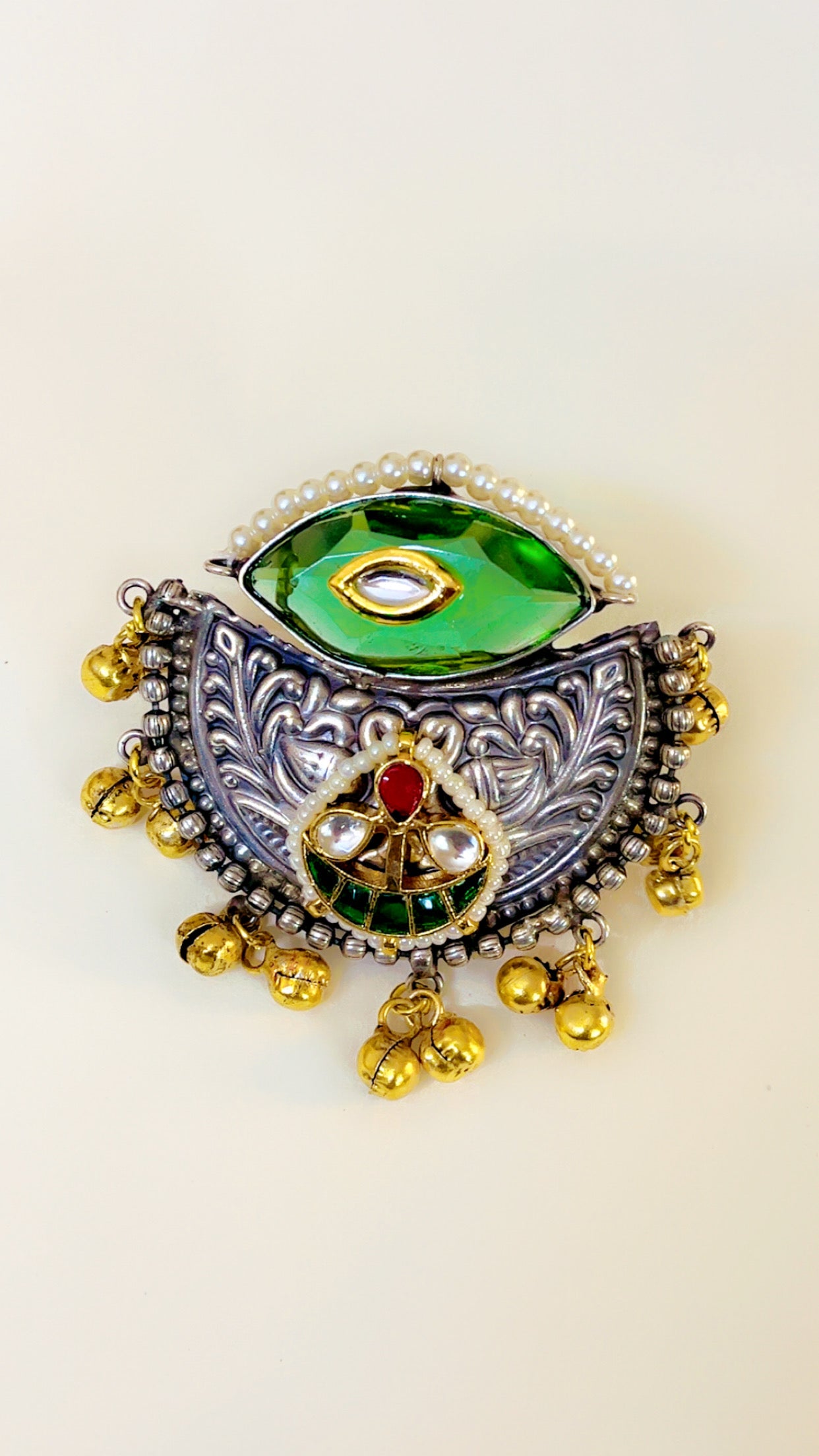 Green Joshnika Silver Ring
