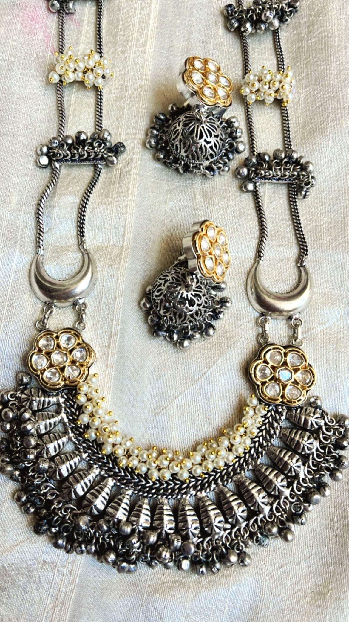 Ranisha Silver Neckpiece Set