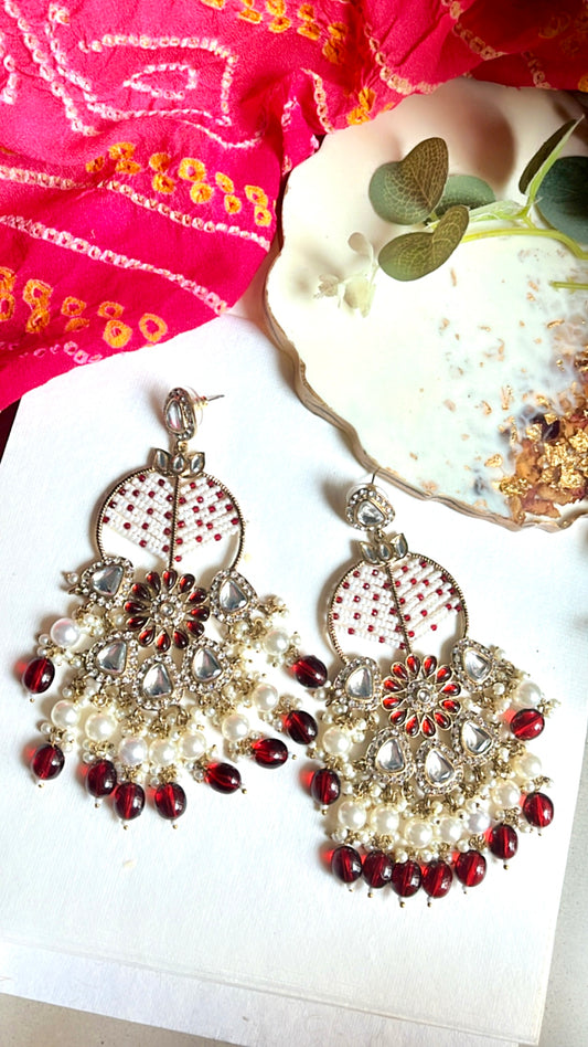 Red Yuvika Statement Earring