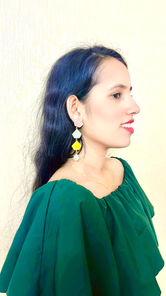 Yellow-Pink Zoyana Earring