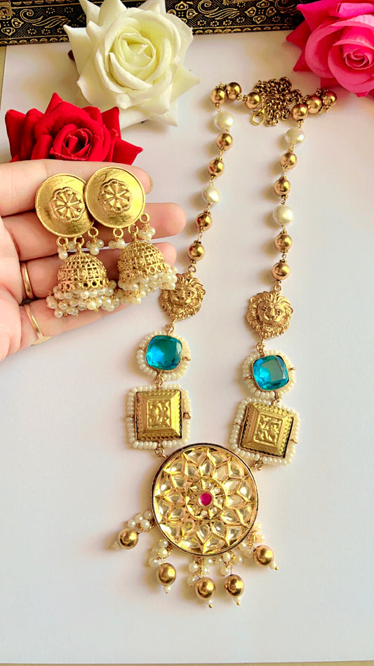 Blue Mehak Neckpiece Set