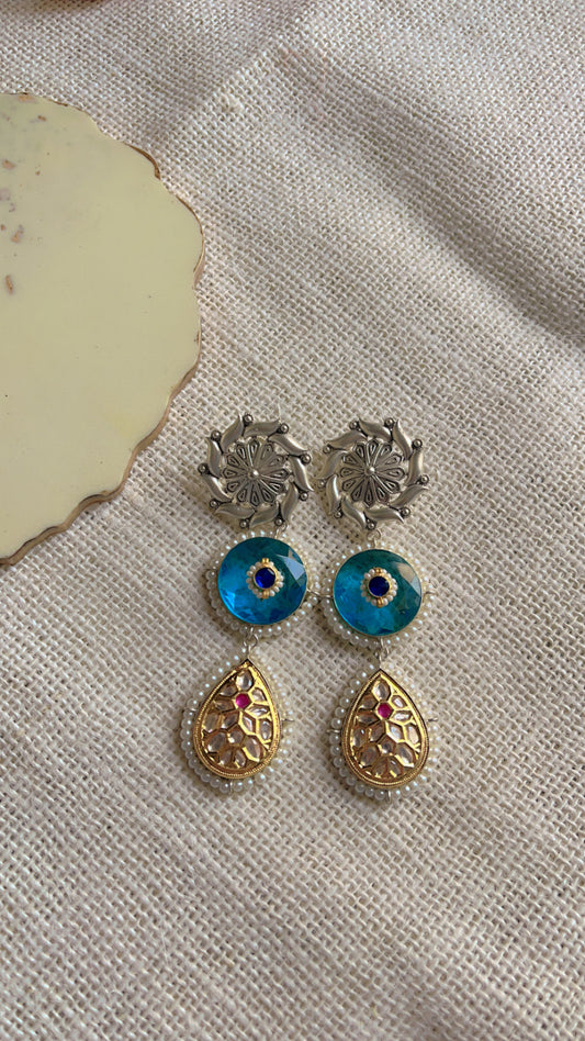 Blue Nilisha Silver Earring
