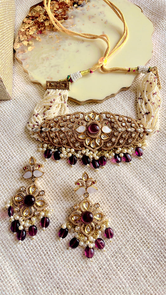 Purple Jeevika Neckpiece Set