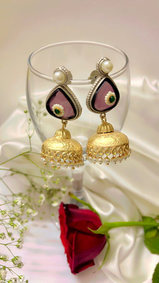Purple Tiya Jhumka Earring