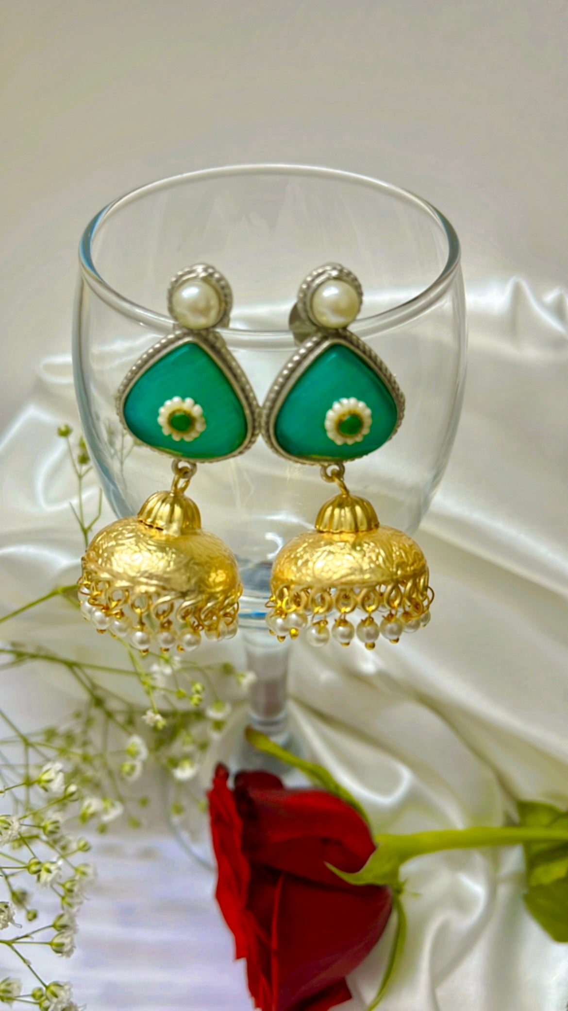 Green Tiya Jhumka Earring