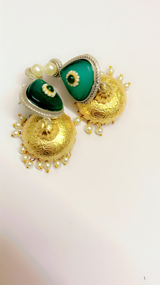 Green Tiya Jhumka Earring