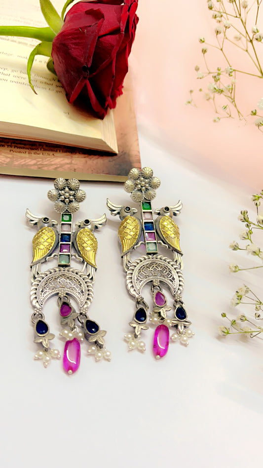Pihu  Multi Silver  Earring