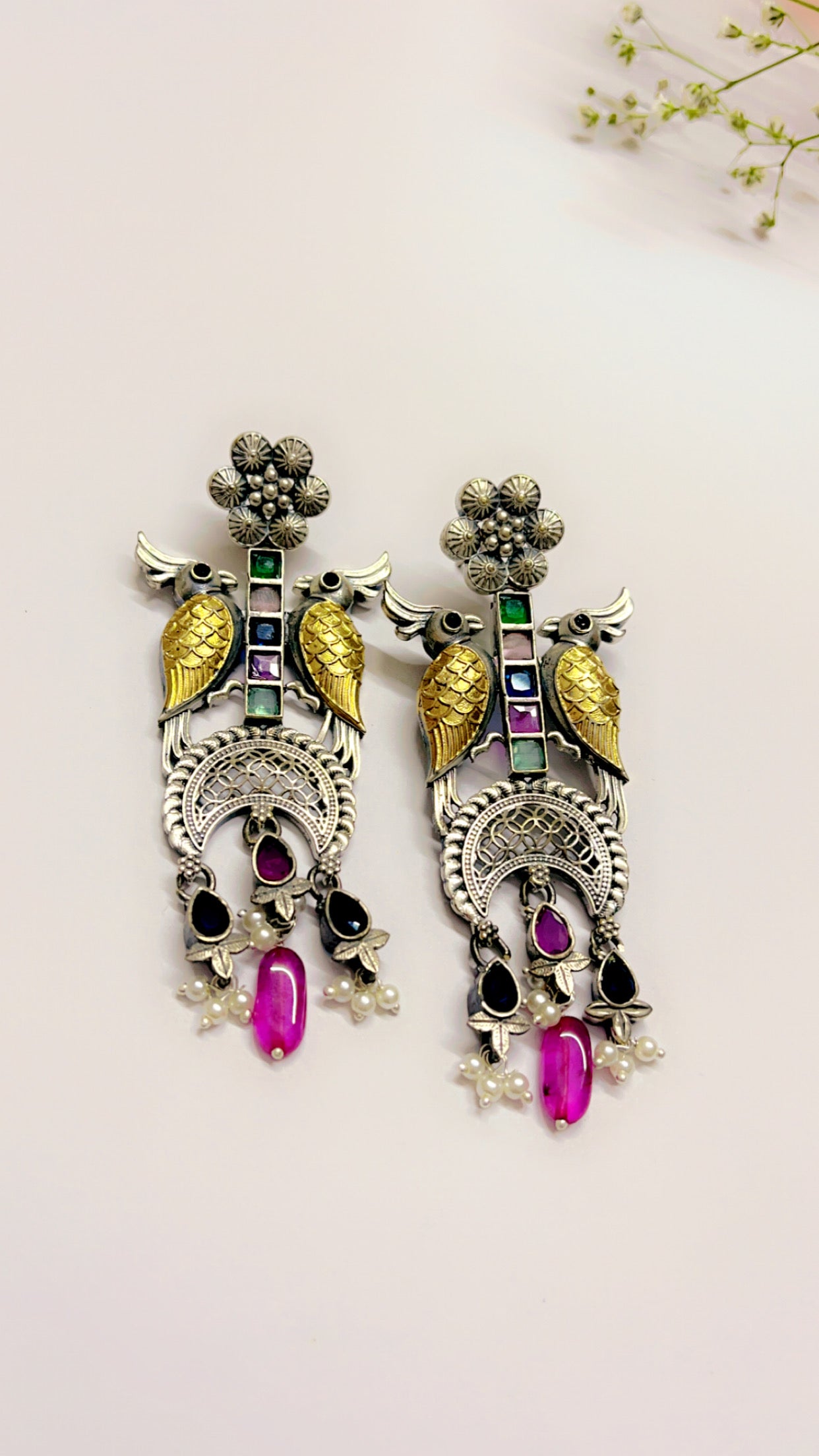 Pihu  Multi Silver  Earring