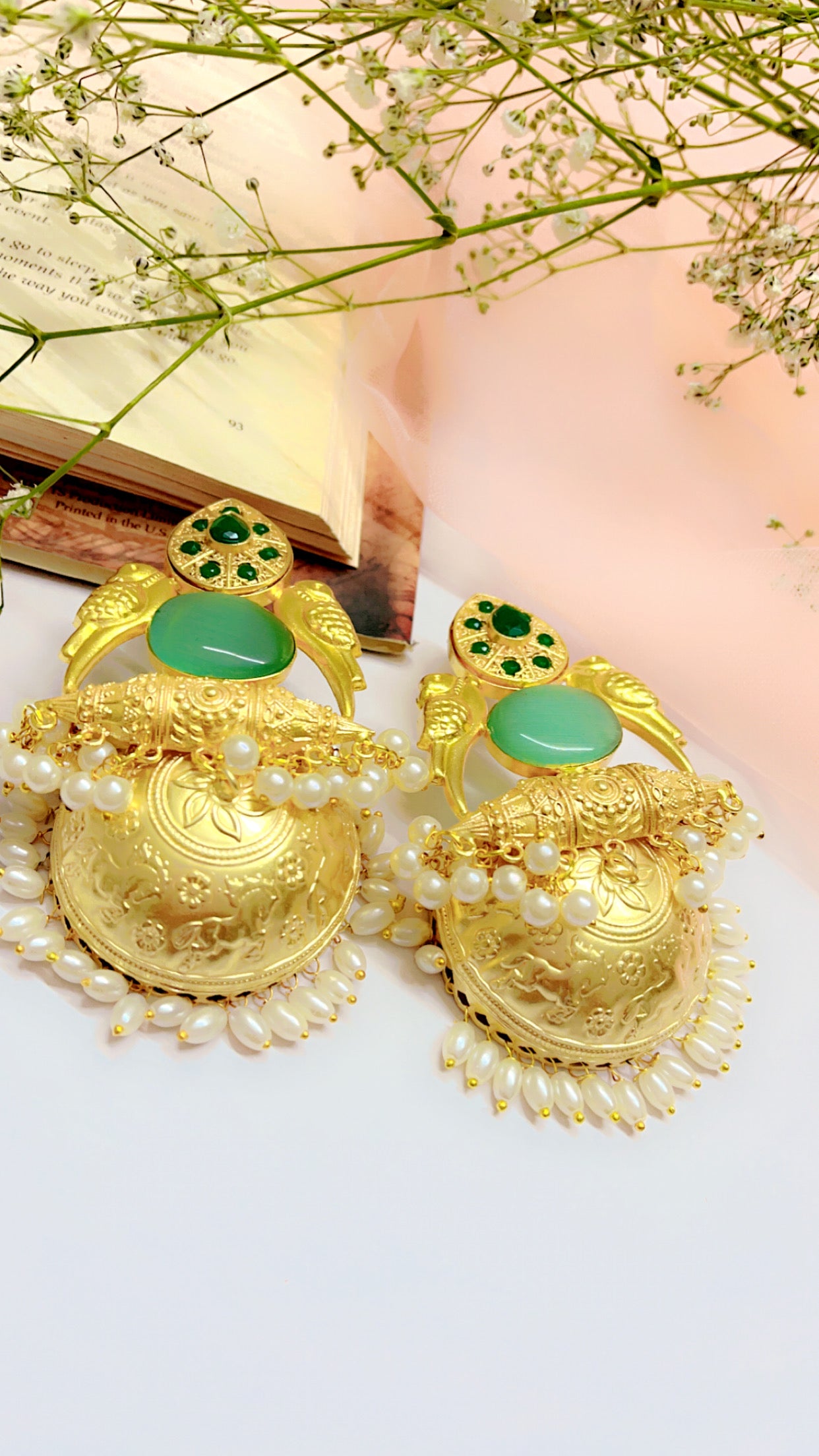 Green Anupama Jhumka Earring