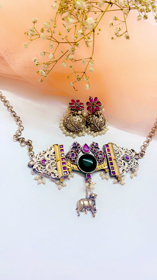 Alisha Silver Neckpiece Set