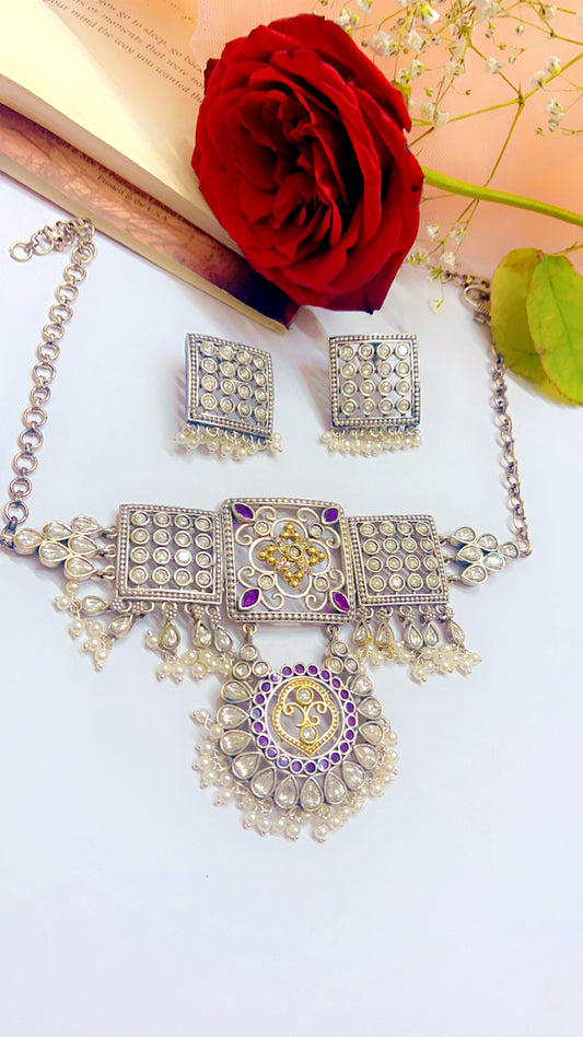 Rameya Silver Neckpiece Set