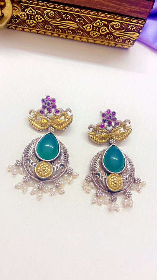 Green Jahnvi Silver Earring