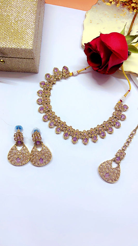 Purple Mehak Neckpiece Set