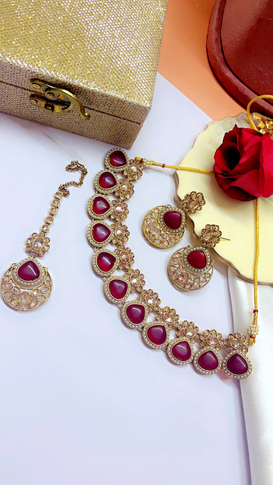 Red Tamisha  Neckpiece Set