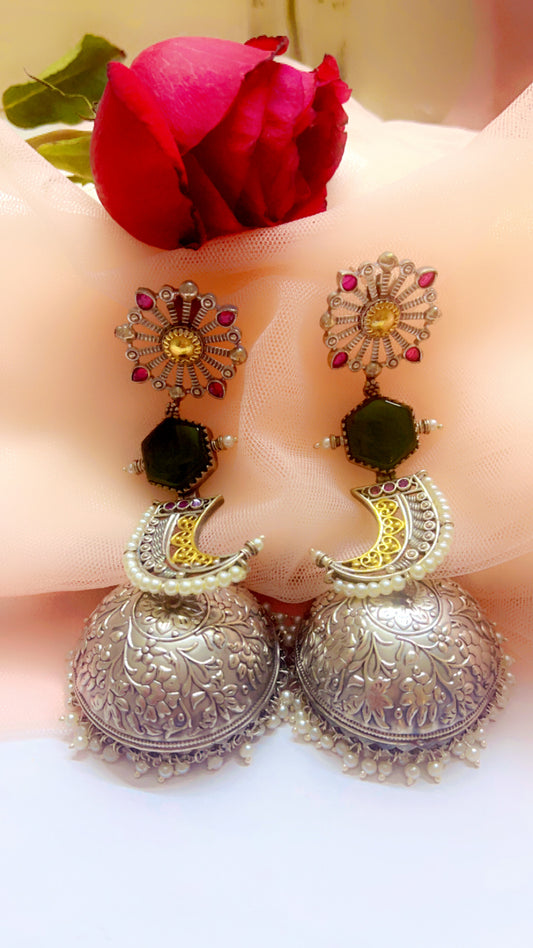 Mrinal Silver Jhumka Earring