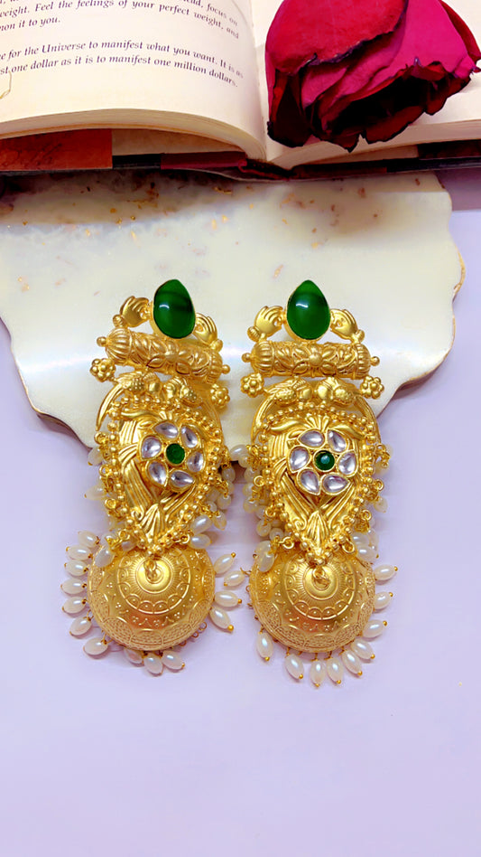 Green Apeksha Jhumka Earring