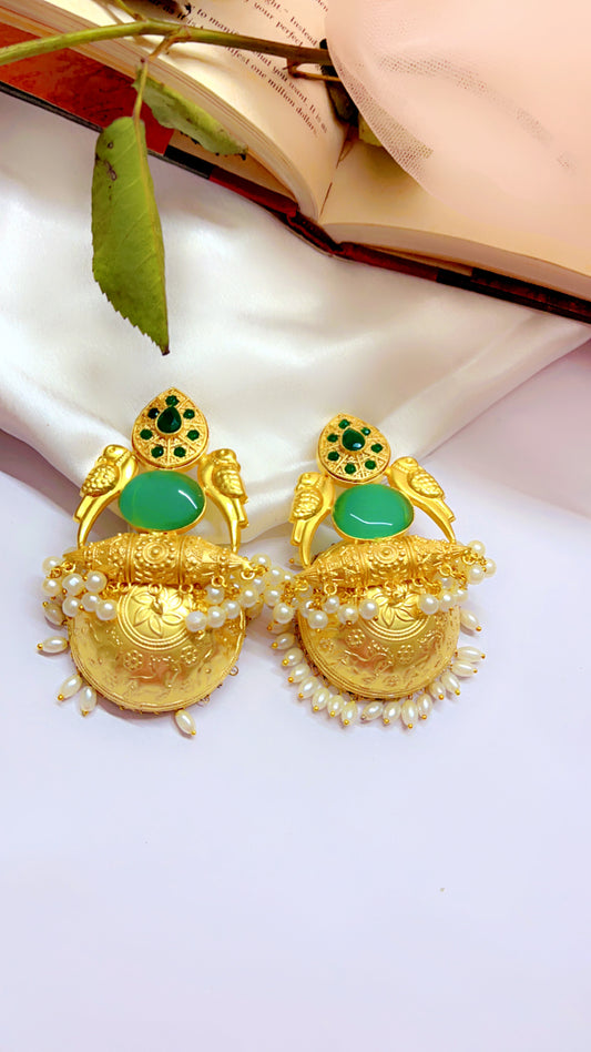Green Anupama Jhumka Earring