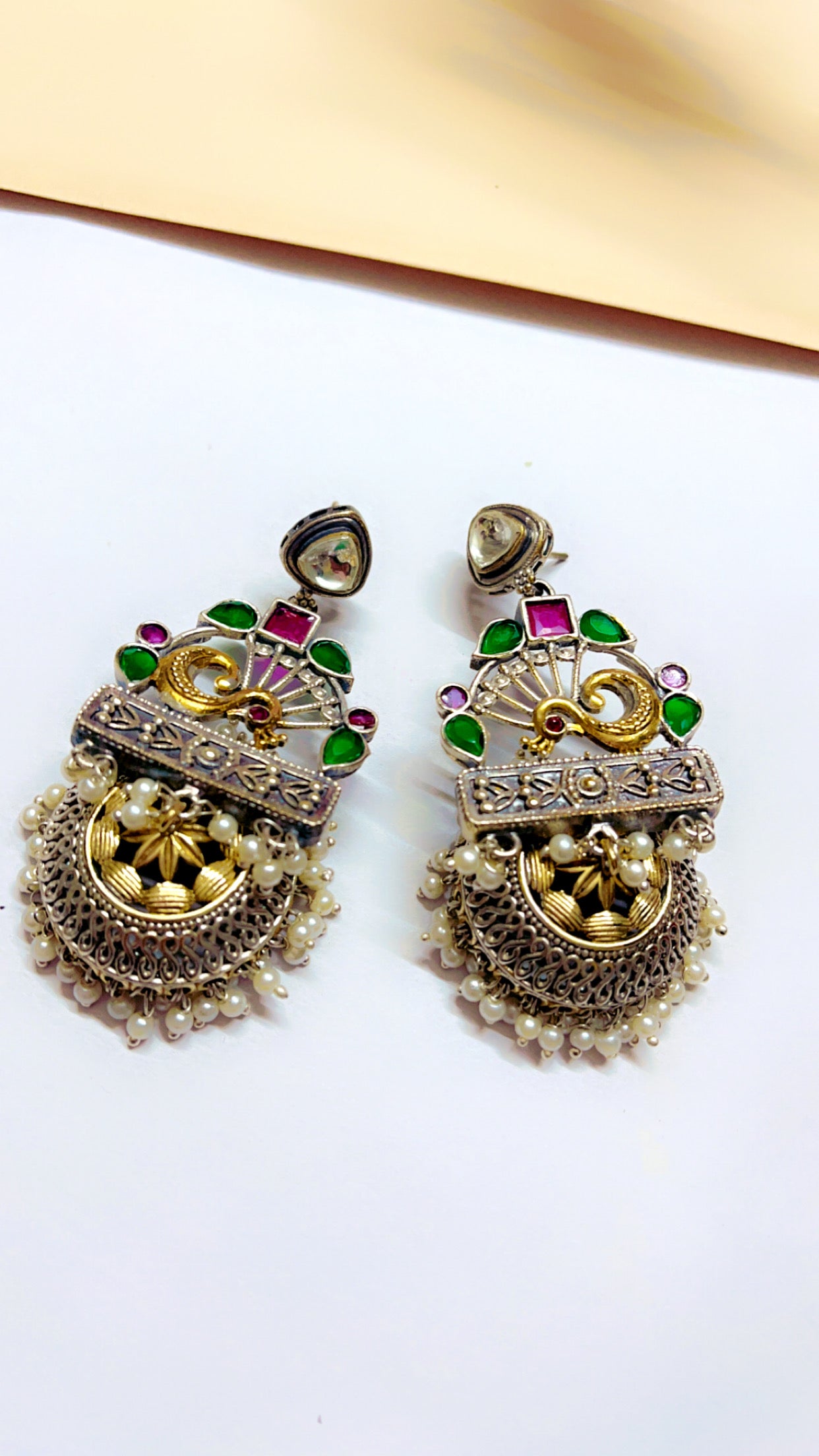Dhristi  Silver Jhumka Earring