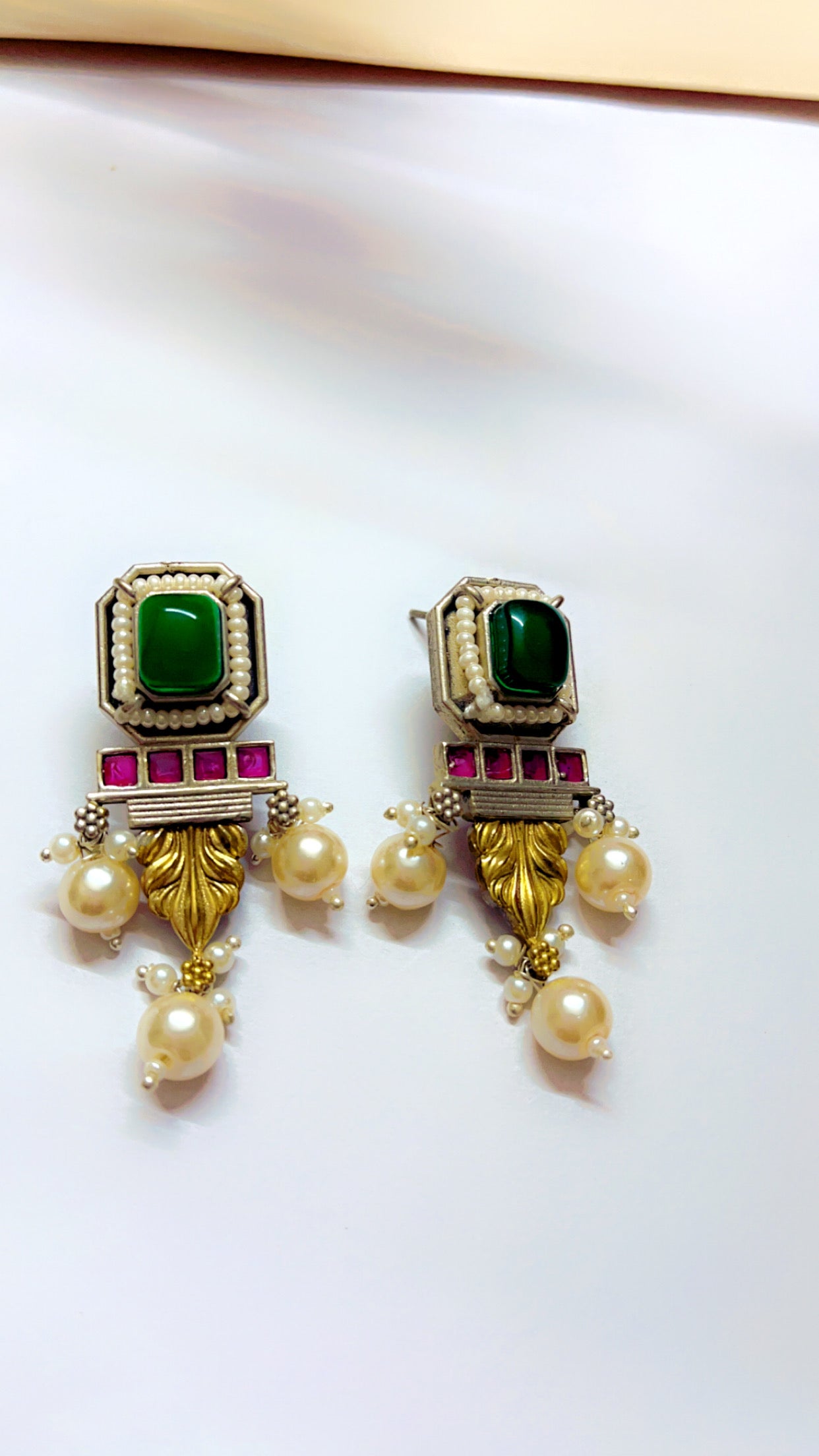 Green Yuvika Silver Earring
