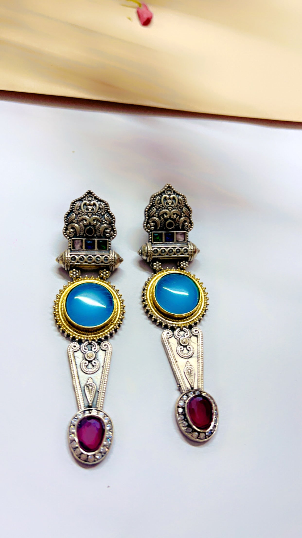 Blue Ayesha Silver Earring