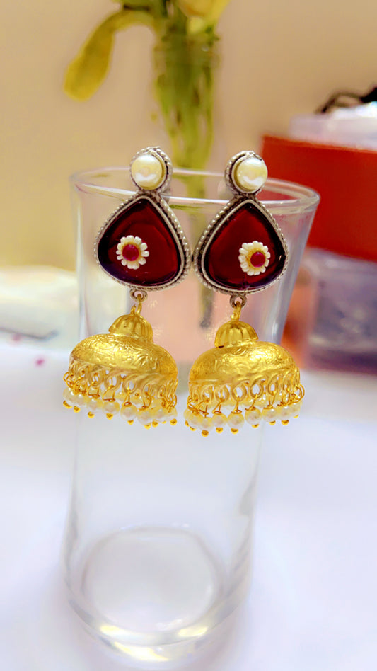 Red Tiya Jhumka Earring