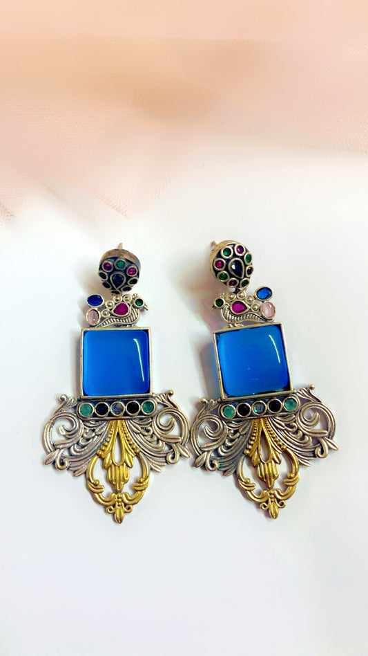 Blue Naira Silver Earring