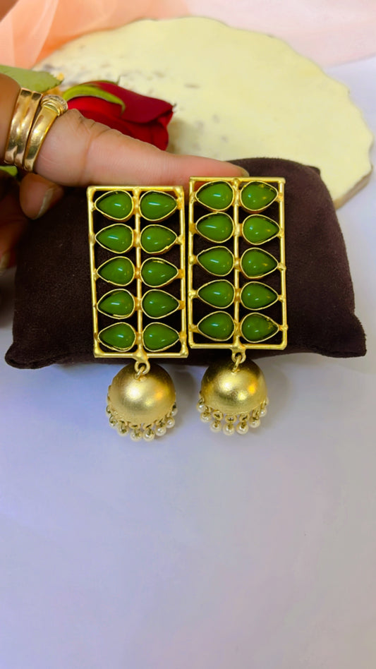 Green Malika Jhumka Earring