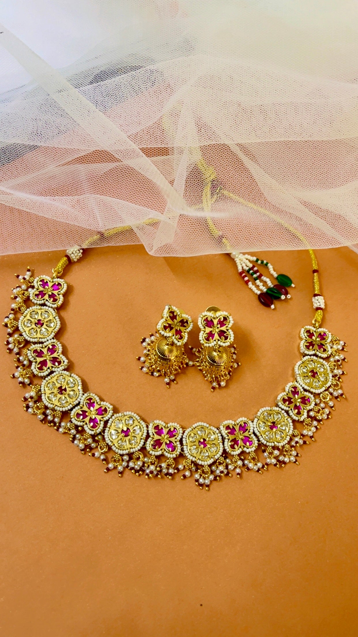 Pink Nakysa Neckpiece Set
