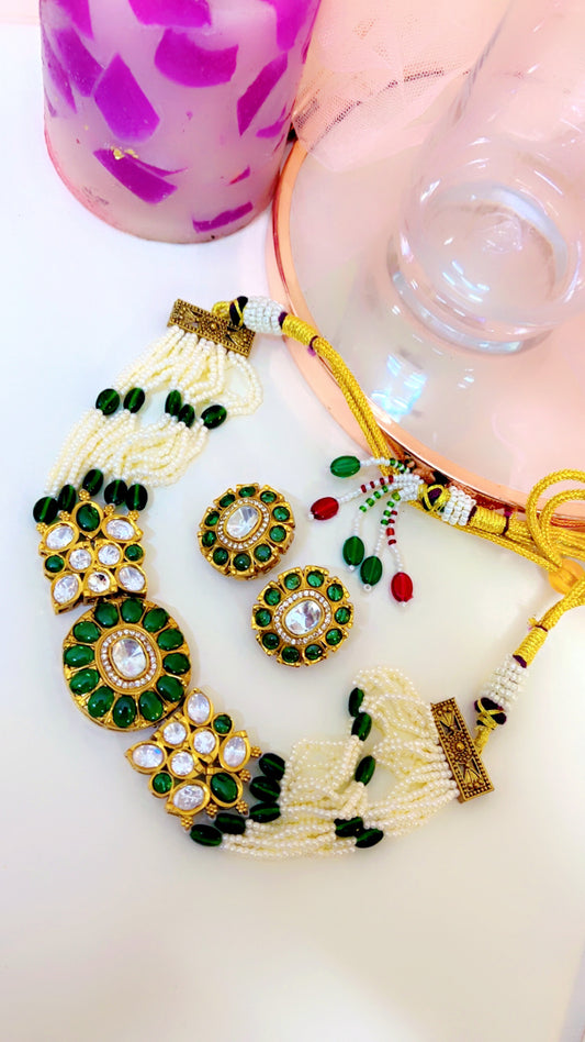 Green  Palash Neckpiece Set