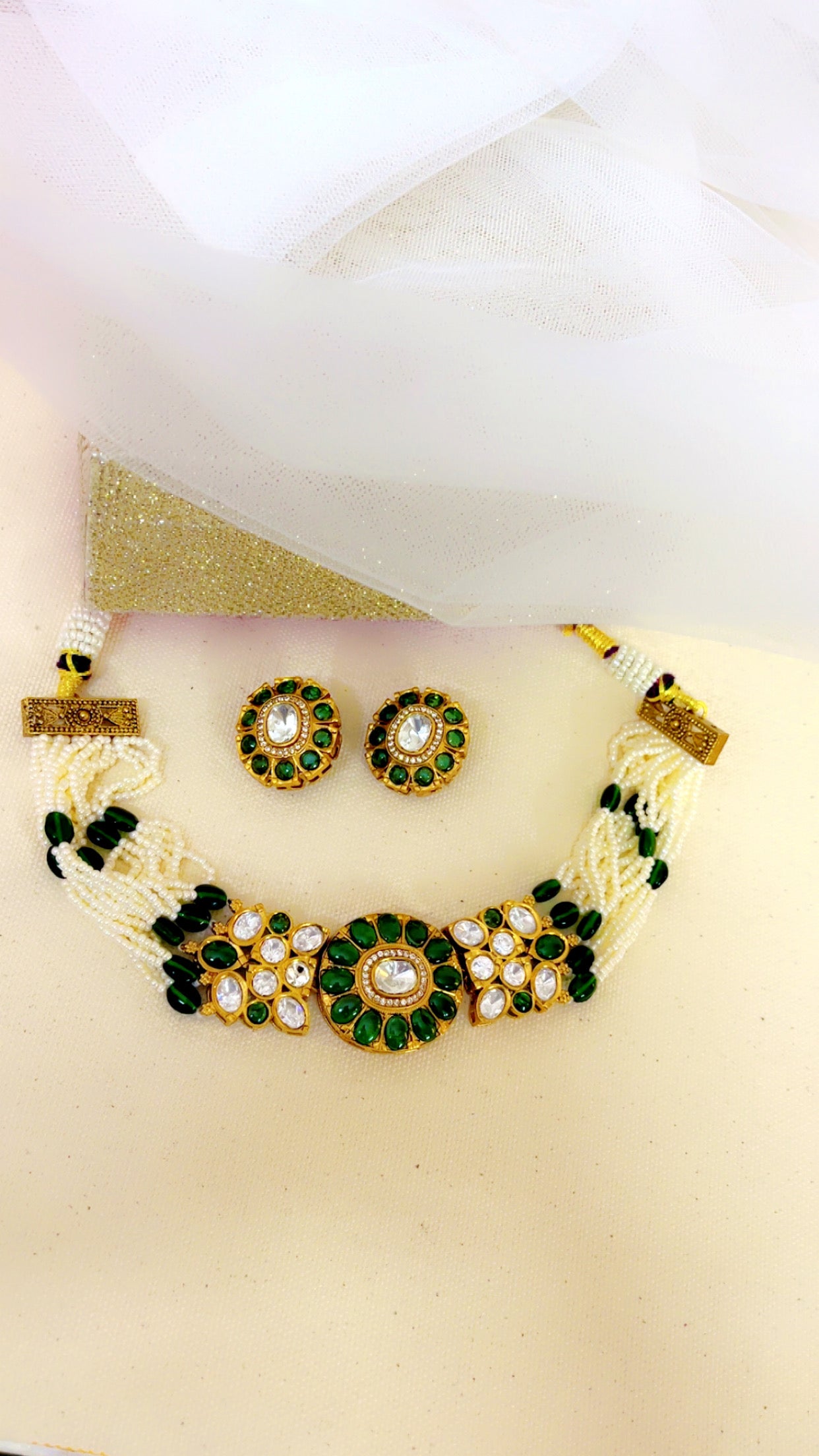 Green  Palash Neckpiece Set