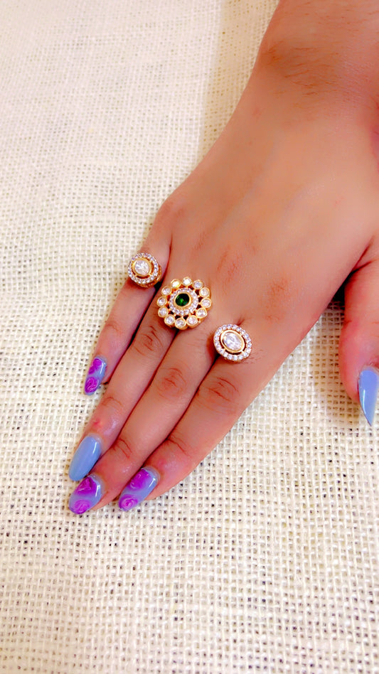 Green Tisha Polki Ring