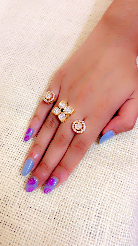 White Mansi Polki Ring